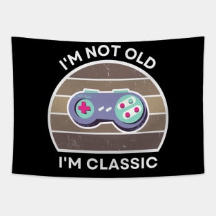 I'm not old, I'm Classic | Game Controller | Retro Hardware | Sepia | Vintage Sunset | '80s '90s Video Gaming Tapestry