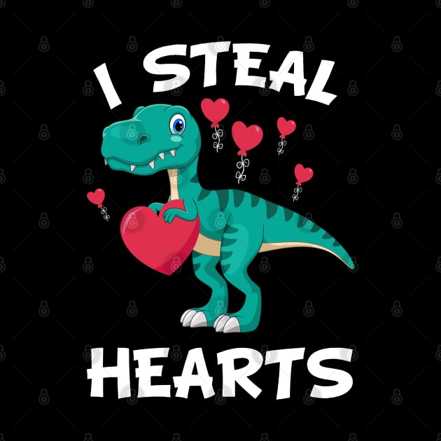 Valentines Day Dinosaur I Steal Hearts T rex Lovers by medrik