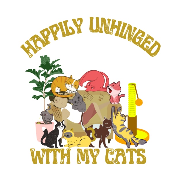 Happily Unhinged with my cats by MinnieWilks