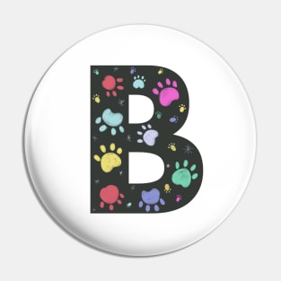 B letter  with colorful paw print Pin