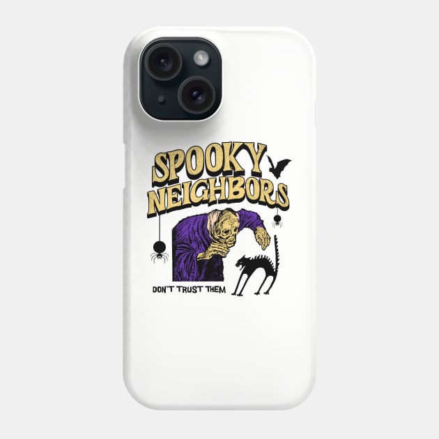 Funny Spooky Neighbors Vintage Illustration Tee: Retro Ghostly Laughs Phone Case by Soulphur Media