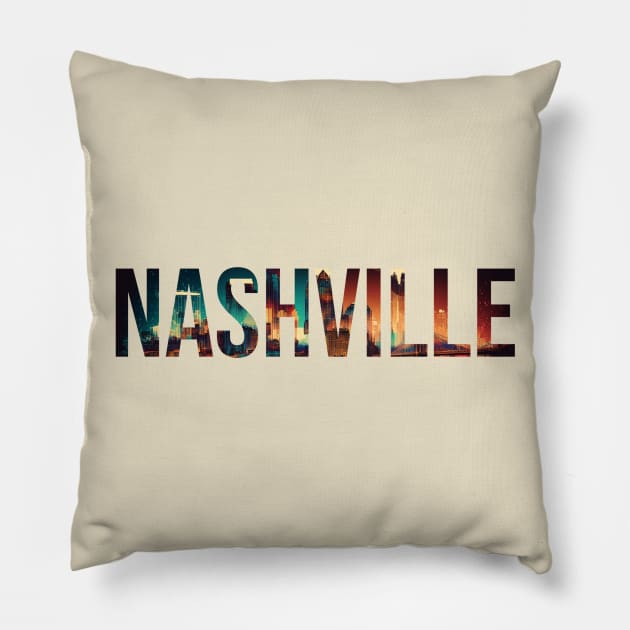 Nashville Skyline No. 1 Pillow by coyote