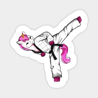 Cartoon unicorn does hapkido Magnet