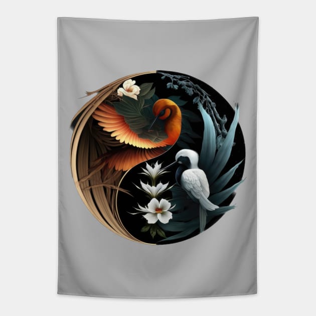 Birds of Paradise Tapestry by aicharactersart