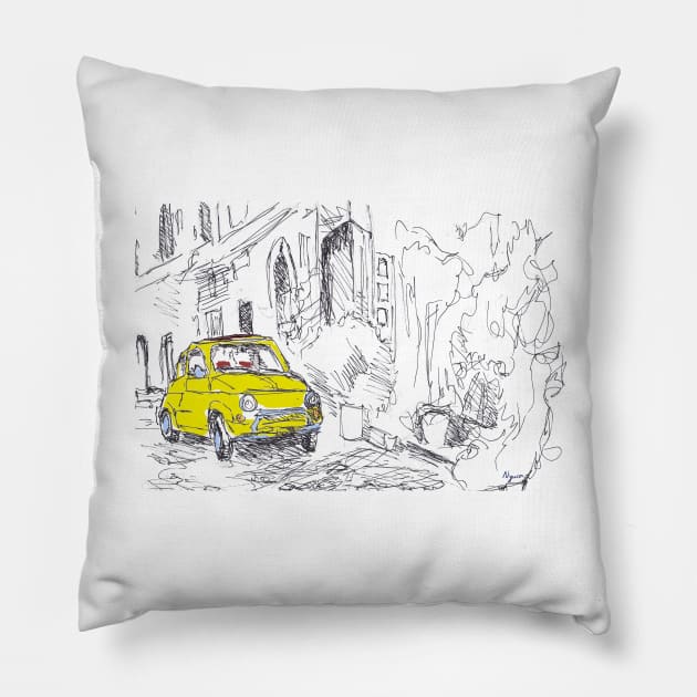 Italian vintage car - trasparent background Pillow by NYWA-ART-PROJECT