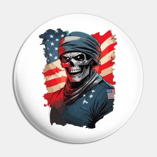 Skull Hero Soldier Wide Smile Pin