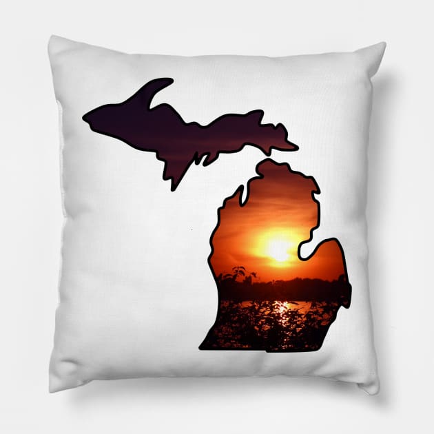 Michigan Setting Sun Pillow by MissOstrich