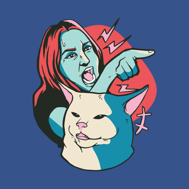 Funny Woman Yelling at Cat Meme Illustration by SLAG_Creative