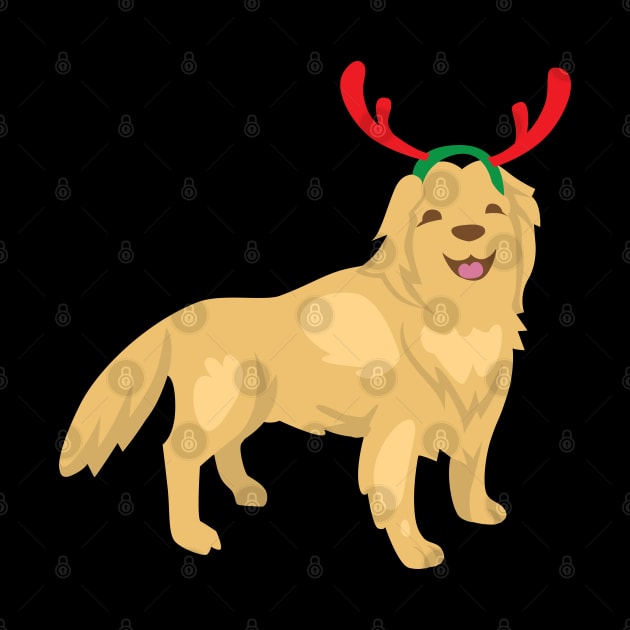 Christmas golden retriever with reindeer by holidaystore