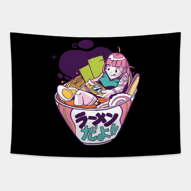 Ramen Gamer Girl Anime Gift Idea Birthday Manga Girl Tapestry by Popculture Tee Collection