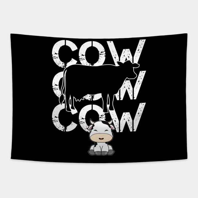 Funny Baby Cow Tapestry by Imutobi