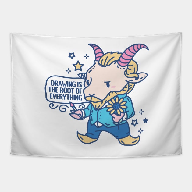 Funny Animal pun Vincent van goat with quote Tapestry by SPIRIMAL