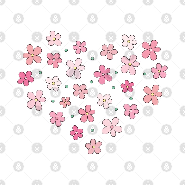 Sakura Cute Flowers Kawaii Aesthetic Heart by CandyMoonDesign