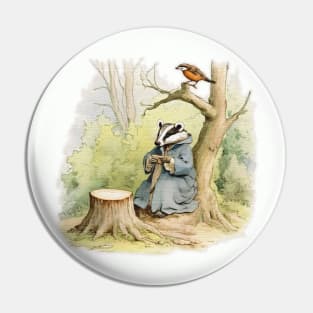 a badger and a bird in the woods Pin