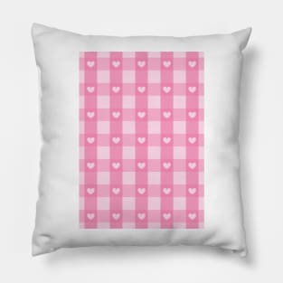 pink gingham, romantic, gingham hearts, valentines day y2k, girly pink aesthetic Pillow