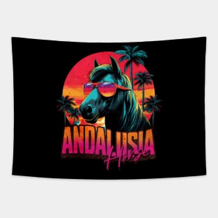 Retro Wave Andalusia Horse Miami Tapestry