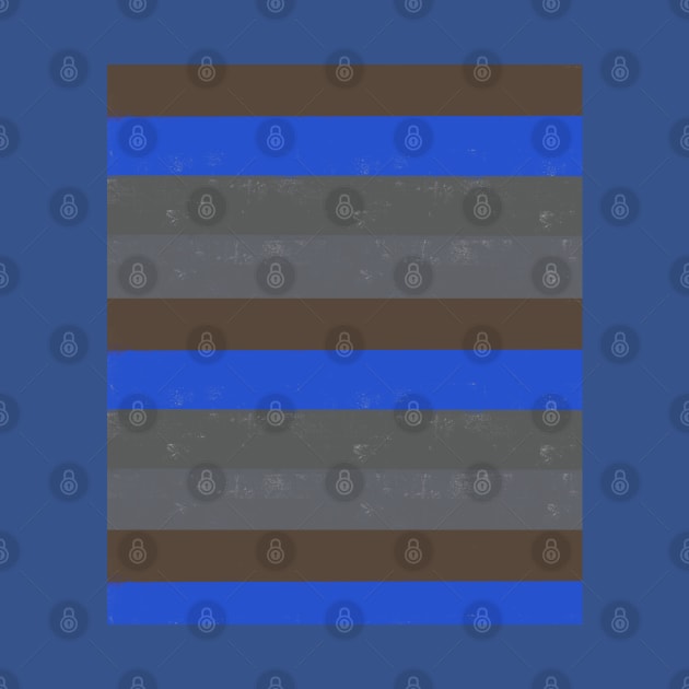 Bright Blue, Brown and Grey Rough Painted Style Stripes by OneThreeSix