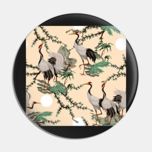 Chinese crane bird pattern Pin