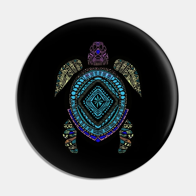 Boho Sea Turtle Mandala Art - Unique and Colorful Design Pin by TeeTrendz