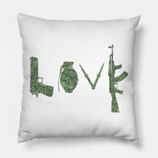 BANKSY LOVE GUNS WEAPONS by US dollar Pillow