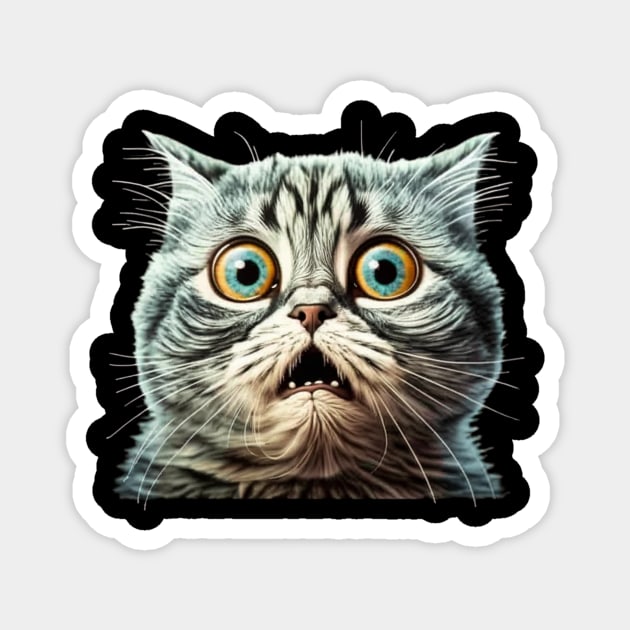 Funny Scared Cat Face, Cat Lover, Scaredy Cat Magnet by logiamerch