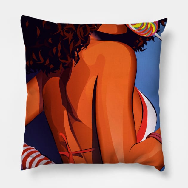 Blue woman Pillow by Mr.Melville