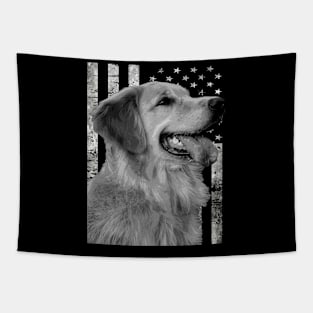 Loyal Goldens American Flag Tee for Admirers of Retrieving Royalty Tapestry