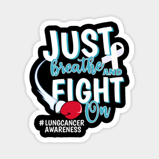 Lung Cancer Awareness Gift White Ribbon Breathe Print Magnet