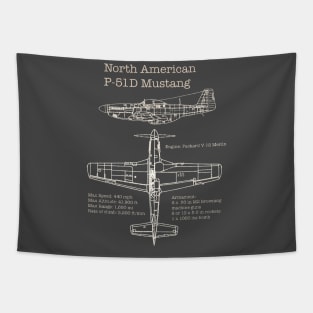 p-51 mustang blueprints Tapestry