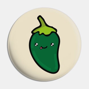 Adorable green chilli pepper kawaii Mexican spicy food cute hot sauce Pin