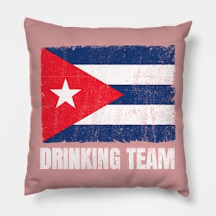 Cuban Drinking Team Graphic for Men Women Funny Cuba Flag Pillow
