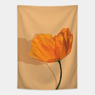 Low Poly Orange Poppy Tapestry