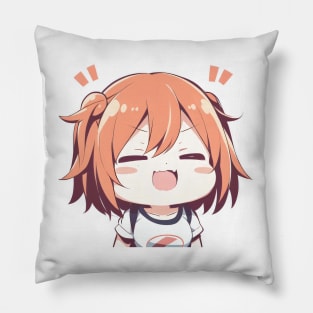 cute chibi happy anime girl Pillow