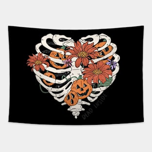 Skeleton Flowers Halloween Tapestry