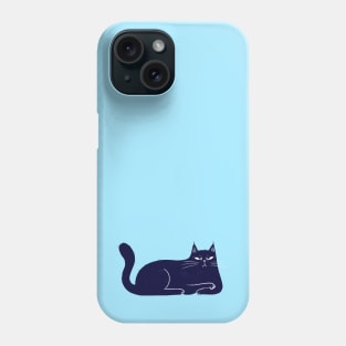 Moody blue cat not happy mood - facing right Phone Case