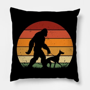 Bigfoot Walking Doberman Pinscher Dog Vintage Dog Lover Pillow