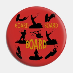 Board Board Board Kiteboard Humor Black Silhouette Pin