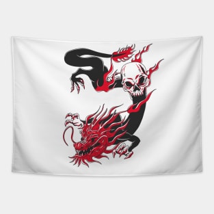 DRAGON BLACK AND RED Tapestry