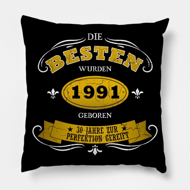 Geburtstag 1991 30 Jahre alt Pillow by JG0815Designs