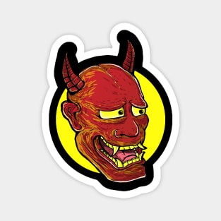 Red and Yellow Hannya Mask Magnet