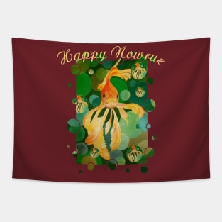 Happy Nowruz Cat New Year Goldfish In Green Sea Tapestry