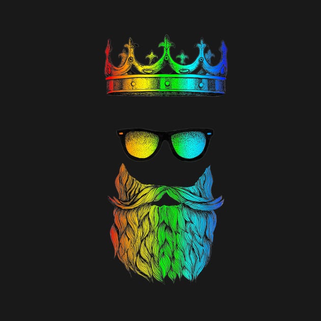 LGBT Gay Bearded Bear King Design T-Shirt by Squidoodle