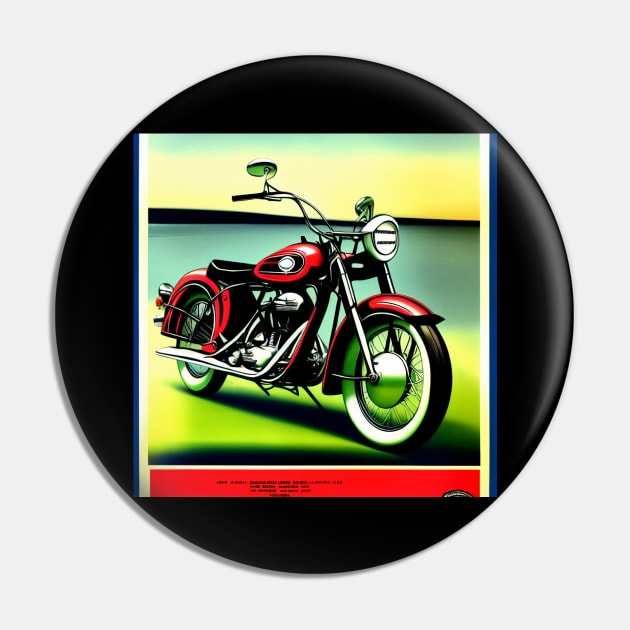 Vintage Red Motorcycle Poster Pin by BAYFAIRE