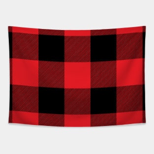 Black and Red Buffalo Plaid Large Check Checkered Pattern Tapestry