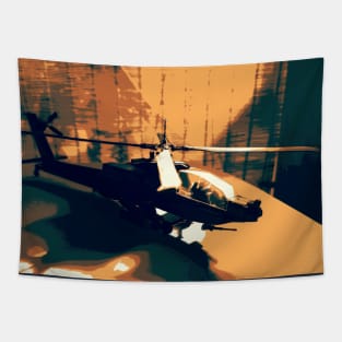 Apache Helicopter Vintage Style Poster Tapestry