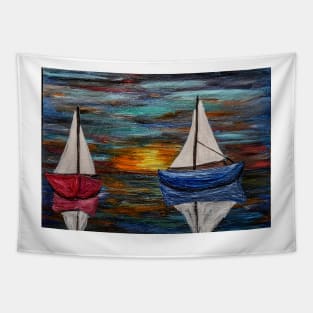 Out sailing at sunset. Tapestry