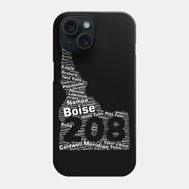 Idaho Cities: 208 Area Code Phone Case by shirtonaut