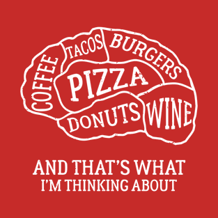 Brain Scan Food Lover Pizza and Wine Coffee and Donuts Burgers Tacos Distressed T-Shirt