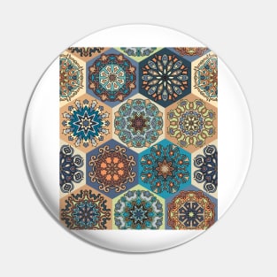 Vintage patchwork with floral mandala elements Pin