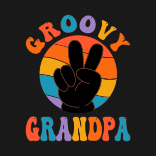 Vintage Groovy Grandpa Peace Sign Love Hippie T-Shirt